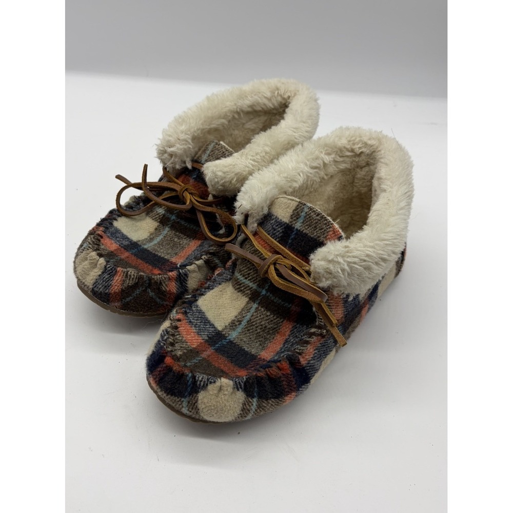 Minnetonka  Cabin Bootie Plaid Women's Fur Lined Slippers US Size 7N